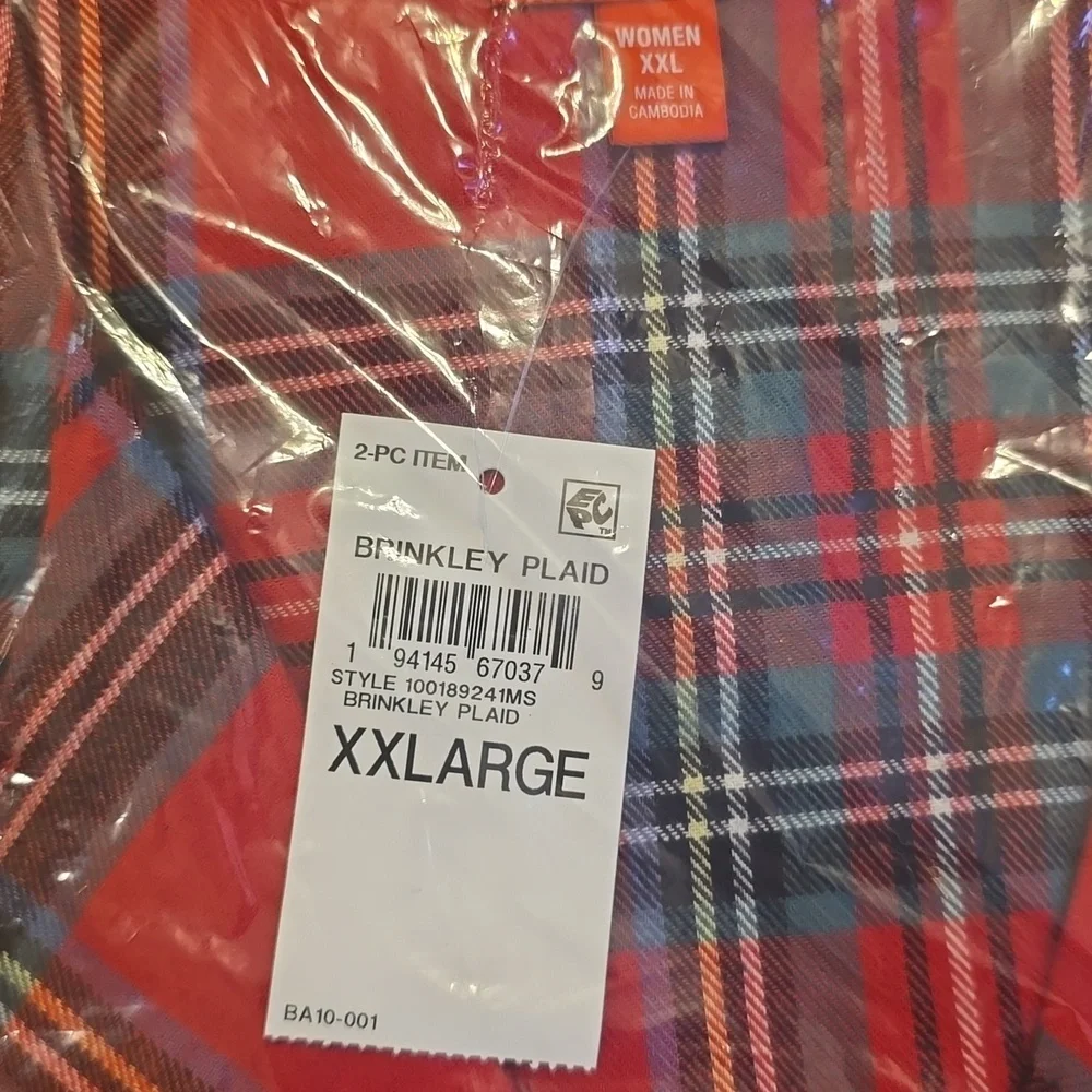 Holiday Lane Women's Pajama Set XXL Brinkley Plaid Notch Collar NWT - Picture 3 of 7